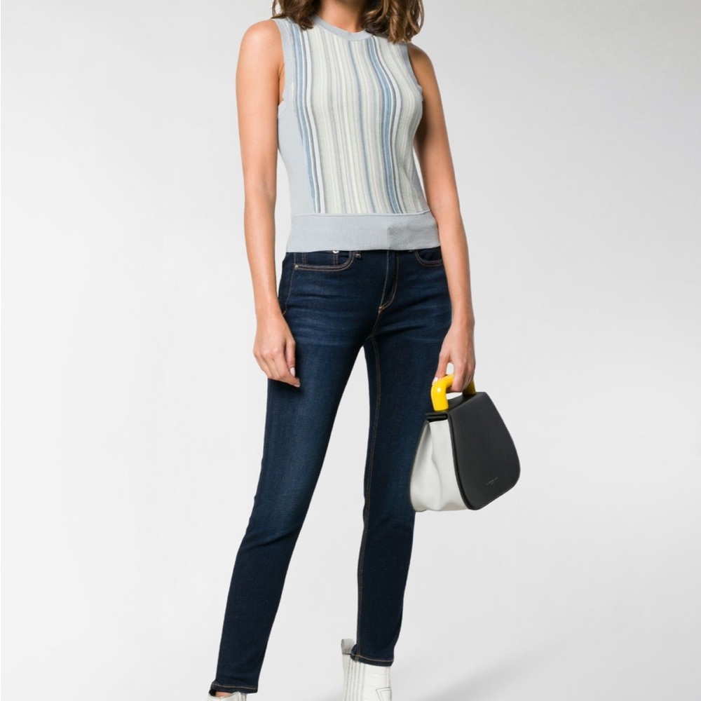 Rag & bone sleeveless tank with ribbed hem, neck and sleeve detail. Lt blue. XS.